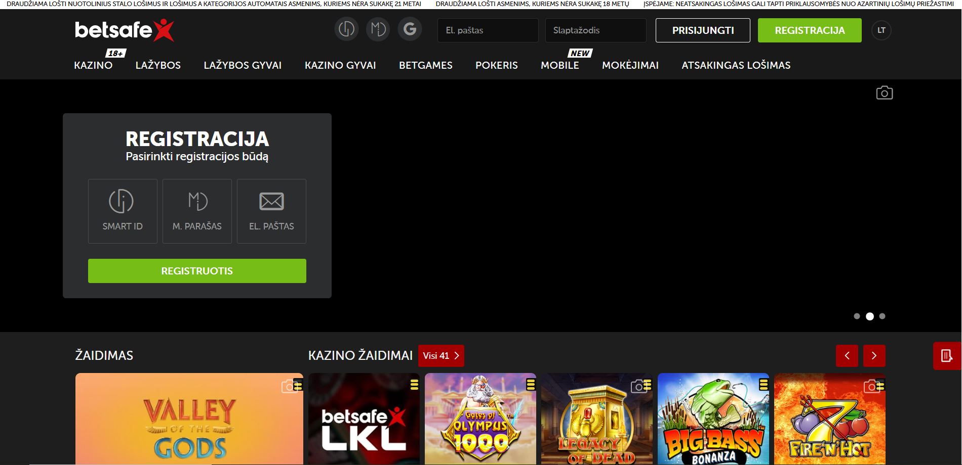 Betsafe dekstop view